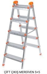 ÇİFT ÇIKIŞLI MERDİVEN 5+5 GRİ BASAMAK PERİLLA