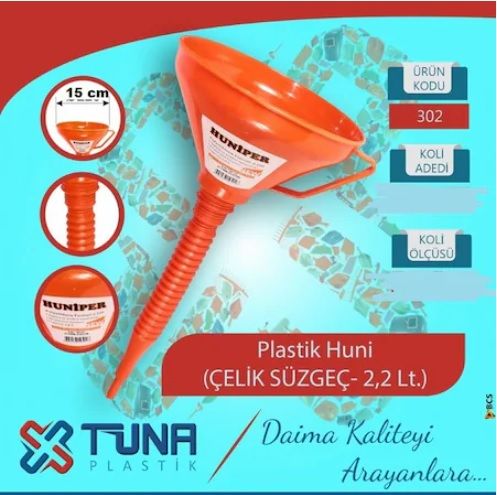 TUNA PLS.SPİRALLİ HUNİ ÇELİK SÜZGEÇ 2,2 LT [ 302 ]