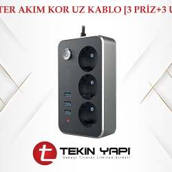 3414 KOD TER AKIM KOR UZ KABLO [3 PRİZ+3 USB ]KARE