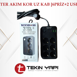 3421 KOD TER AKIM KOR UZ KAB [6PRİZ+2 USB+2 TYPE ]